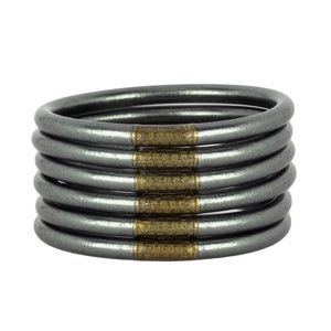 NWB Small BUDHAGIRL Graphite All Weather Bangles Bracelets